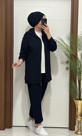 YAKA TAŞLI FERMUARLI İKİLİ TAKIM Ürün kodu: 7146