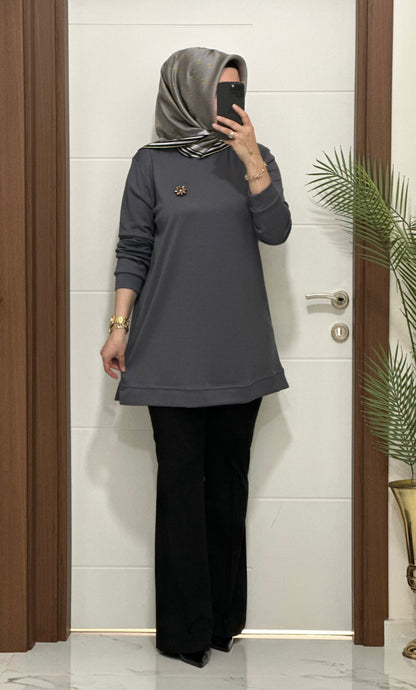 Broş Hediyeli Şık Tunik Büyük Beden Seçenekleri İle Stokta Ürün kodu :1550